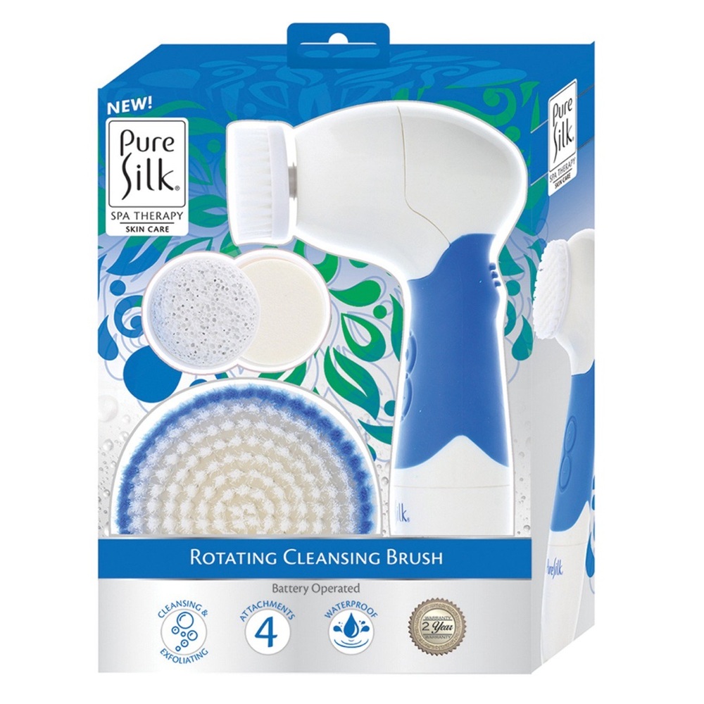 PureSilk Battery-Powered Rotating CleansingBrush, 4 Attachments, w/Pumice Stone